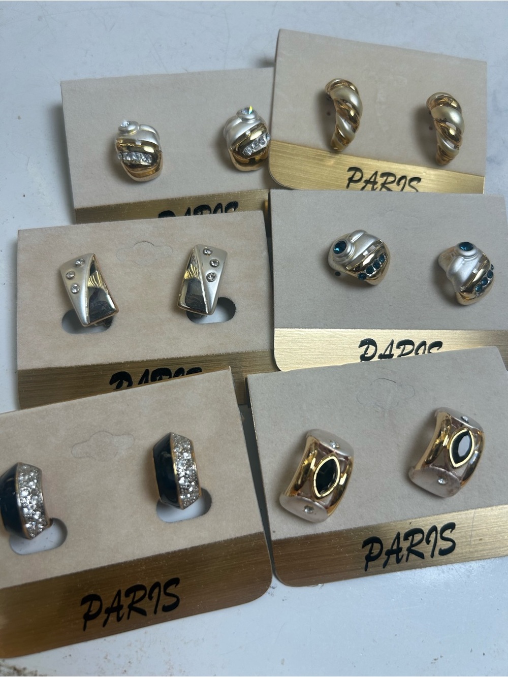 Bundle of 6 Aris Gold Metal zirconia Hoop and Huggie Earrings Set